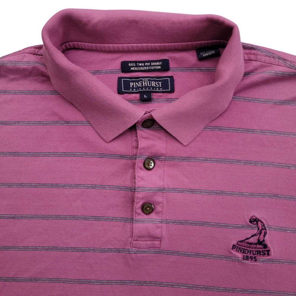 Pinehurst Polo Shirt Mens L‎ Mercerized Cotton Purple Resort Golf Course Logo